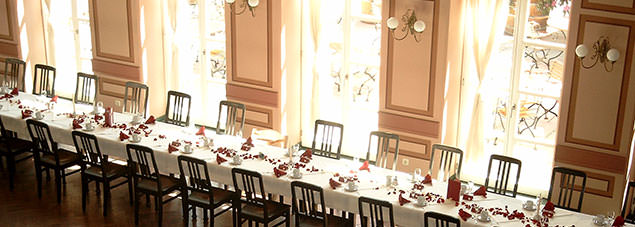 Detail view of the historic ballroom of the hotel Goldener Anker in Radebeul